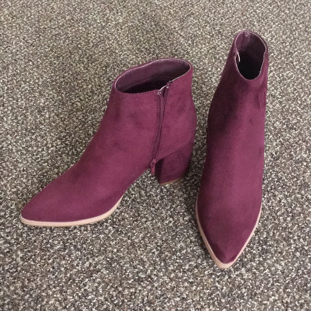 Maroon ankle boots